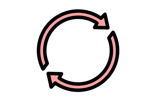 Pink circular refresh arrow icon for sync
