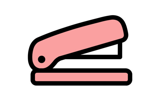 Pink stapler icon for office and stationery