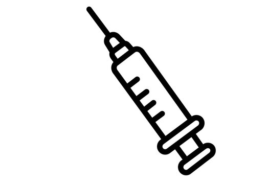Syringe icon for vaccination in black outline style
