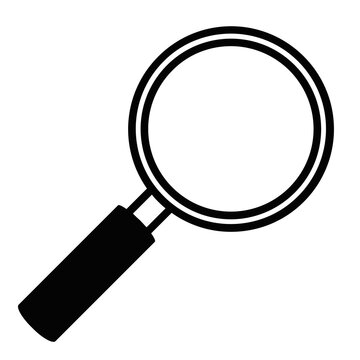 Simple black magnifying glass icon with handle