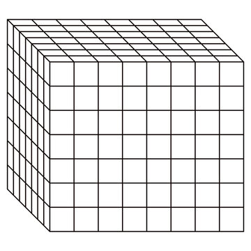 Isometric grid cube illustration with perspective lines