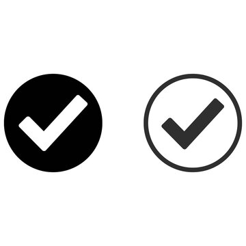 Simple checkmark icon in black and white circle