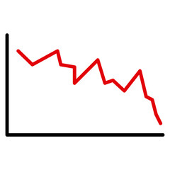 Obraz premium Downward stock market trend graph with red line
