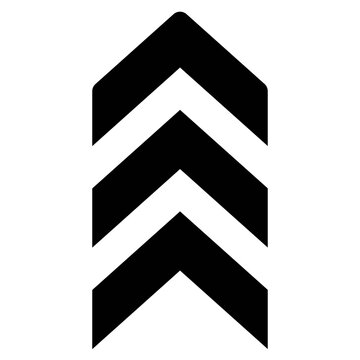 Three chevron arrows pointing upward in black and white