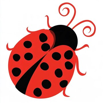 Stylized ladybug illustration with red wings and black spots on a clean white background