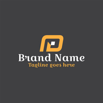 Iconic FD logo design geometric concept with branding. Editable color.