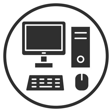 Minimalist computer workstation setup with monitor, cpu, keyboard, and mouse