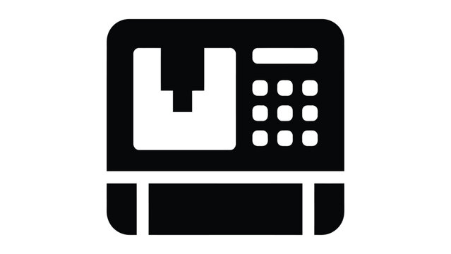 Black and White Illustration of Point of Sale Cash Register Machine Icon