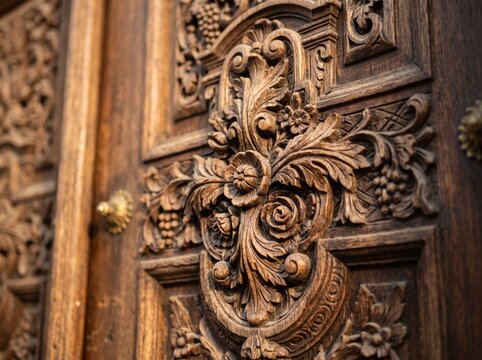 Antique key in the door