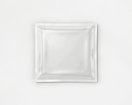 Empty glass square plate on white background for food presentation or product display