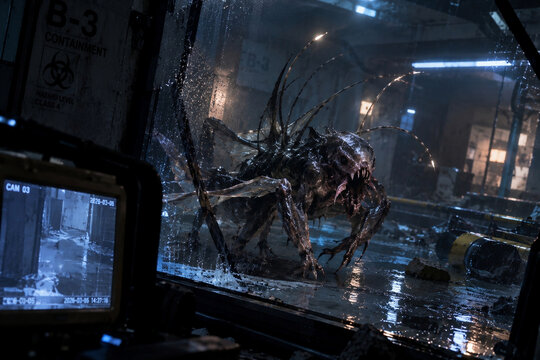 Small Insectoid Alien Creature in a Flooded Containment Facility