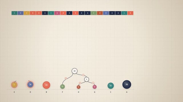 Huffman Coding Data Compression Tree Build Educational Animation