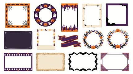 Fototapeta premium Halloween Social Media Frame Quote Flat Vector Illustration