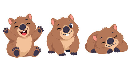 Set of cute bear cubs in playful and sleeping poses © Artstock