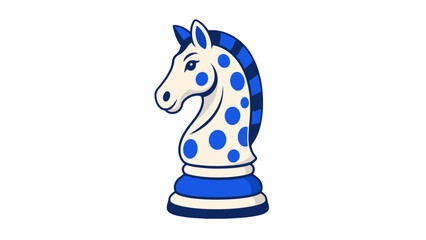Blue spotted chess knight piece with a stylized horse head © Artstock