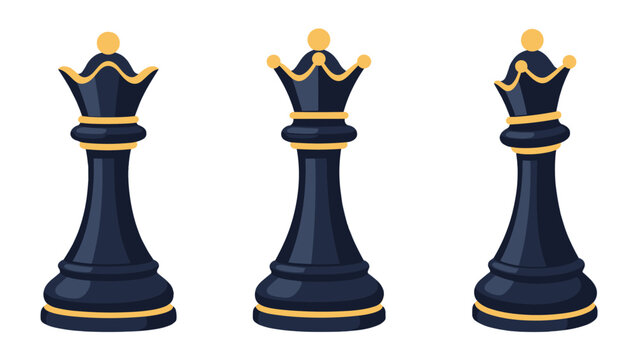 Ornate chess queen pieces in navy and gold