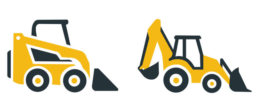 Skid steer loader and backhoe loader icons