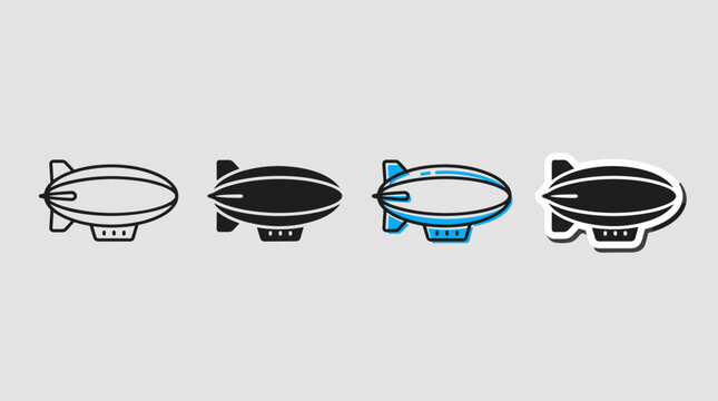Zeppelin airship blimp vector icon variations