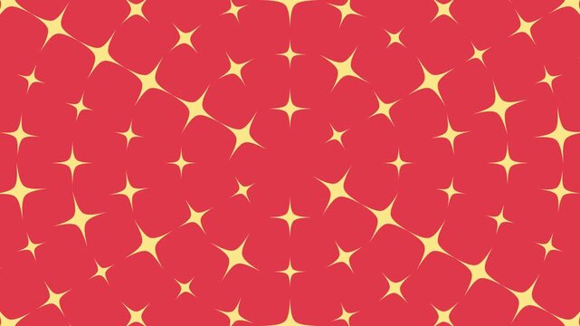 Abstract red background with animated golden star pattern