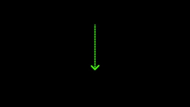 down arrow direction icon with dotted line animation on white background. dot arrows icon sign animated,4k quality arrow video.