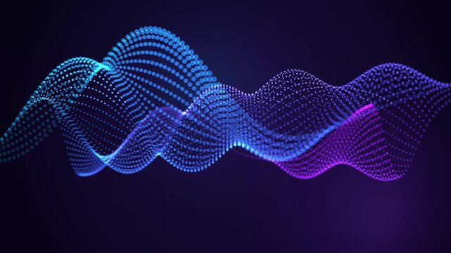 Futuristic glowing particle waveform animation abstract digital sound visualization motion graphic ba
