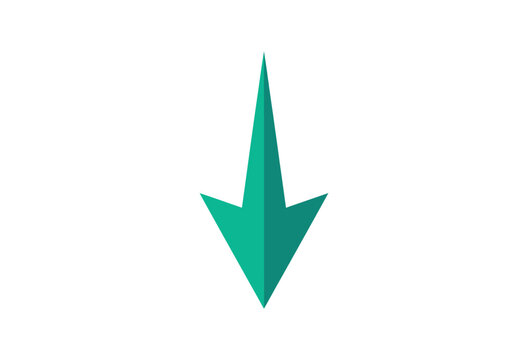 Teal downward pointing arrow a flat icon on a white background