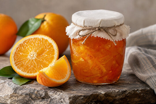 Homemade citrus marmalade in an unlabelled gift jar