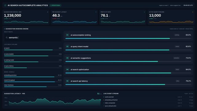 Dashboard with real-time analytics data in 4k, for business intelligence, data visualization, performance monitoring, system monitoring in modern technology