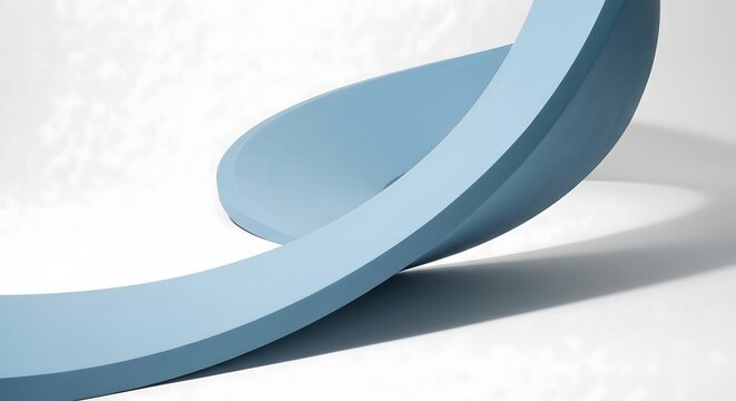 Abstract concept of a massive singular velodrome track curve in matte pale blue