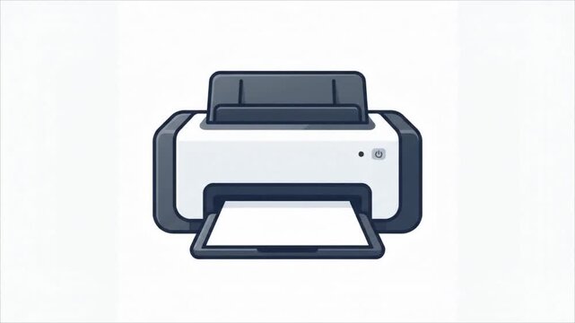 Modern Desktop Inkjet Printer Printing Documents Isolated on White Background.