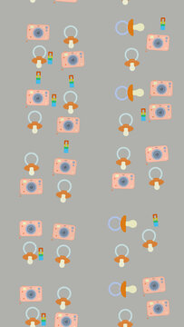 Pattern of cartoon cameras and pacifiers