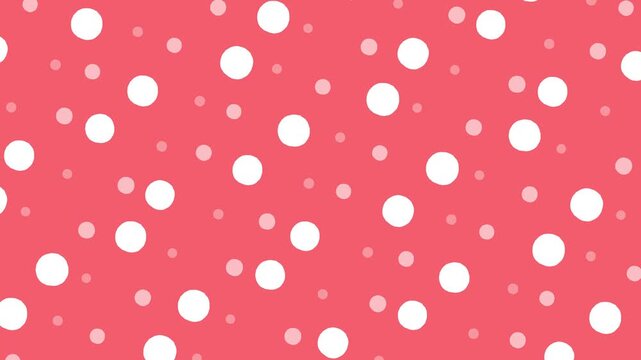 Seamless animated polka dot pattern background in coral pink