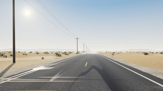 Heatwave Mirage Over Empty Desert Highway Seamless Loop