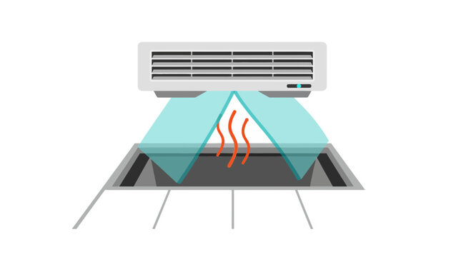 Air Conditioning Unit Vector Illustration Blowing Cool Air for HVAC and Climate Control Concepts