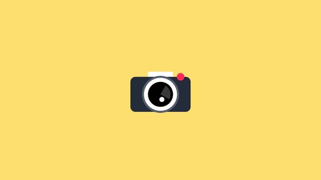 Minimalist camera icon animation on yellow background