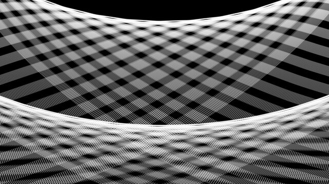 Black and White Checkered Mesh Wave Pattern Monochrome Woven Grid Background
Description: Monochrome black and white woven mesh wave with a checkered grid pattern and optical depth, a clean modern bac