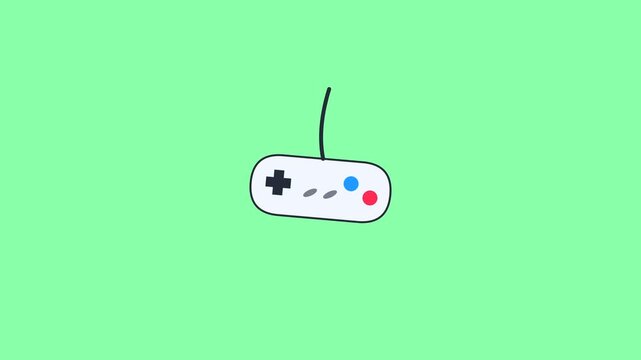Animated video game controller hanging on green background
