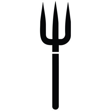 Black trident pitchfork vector silhouette illustration for satanic and devilish designs.