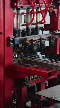 Mesh welding machine spot welding steel reinforcing mesh for piles at a factory