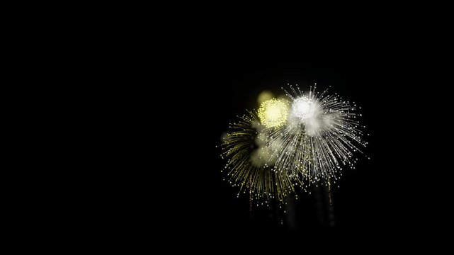 Brunei Darussalam Flag Color Fireworks Left Copy Space 3D Animation