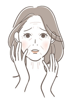 老化した顔に驚く女性