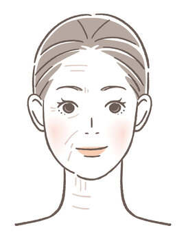 老化する前と後の女性の顔