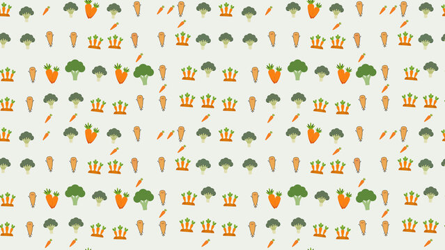 Cartoon broccoli and carrot pattern