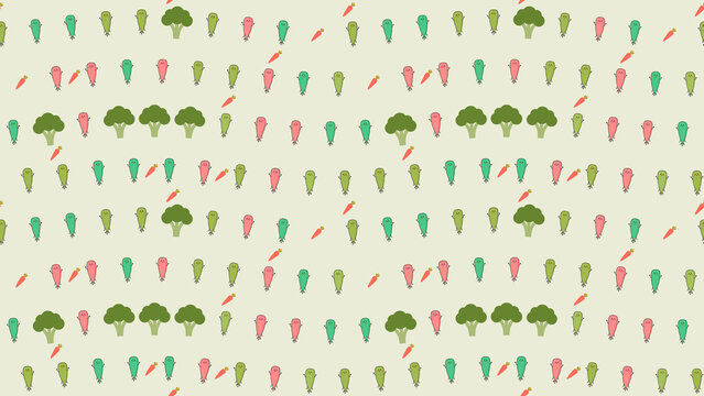 Cartoon vegetables pattern with broccoli and carrots