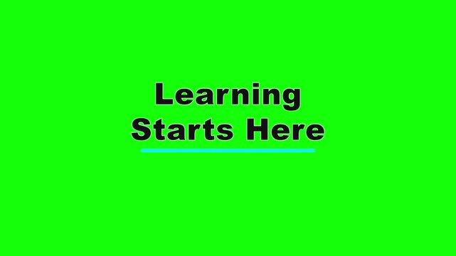 Learning Starts Here Outline Pop Text Animation on Green Screen
