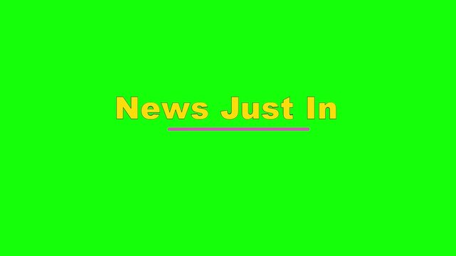 News Just In Sine Wave Text Animation on Green Screen