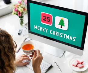 Obraz premium Merry Christmas Celebration Family Holiday Festive Concept
