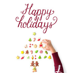 Obraz premium Happy holidays cheerful greeting word