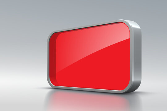 Red banner template with metal frame