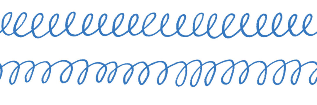 Hand drawn cursive loop seamless divider or border element with chalk or pencil rough texture and edges.